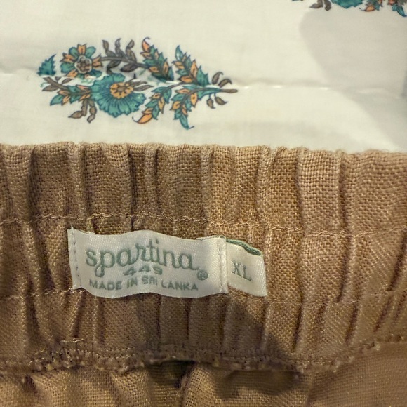 Spartina 449 Tan Cropped Pants with Orange and Green Embroidery - Picture 3 of 3